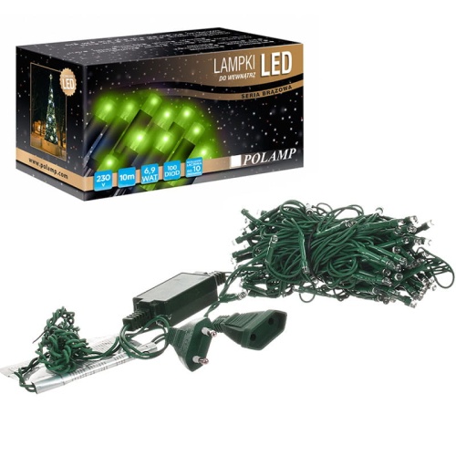 Lampki choinkowe LED - 100 LED 10mb IP20 - zielone
