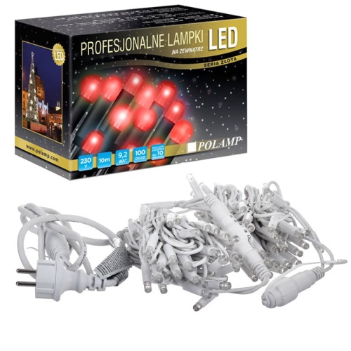 Lampki choinkowe LED - 100 LED 10m IP65 - czerwone