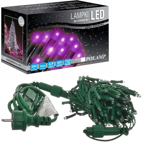 Lampki choinkowe LED - 100 LED 10mb IP44 - fioletowe