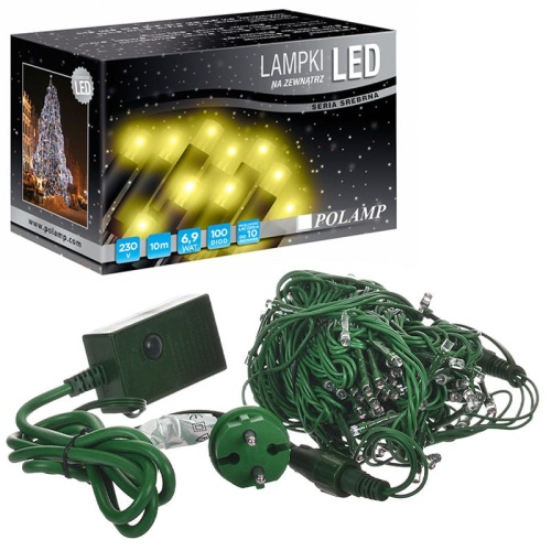 Lampki choinkowe LED z programatorem - 100 LED 10mb IP44 - żółte