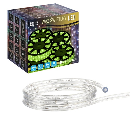 Wąż świetlny LED - 3.5W/m 36LED 230V - zielony - POL-LRLNK1H-G1