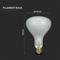 Żarówka LED dekoracyjna E27 R125 Filament 8W biała neutralna 4000K 600lm - ściemnialna - VT-2198D