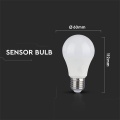 Żarówka LED E27 A60 9W - biała neutralna - z sensorem zmierzchu i czujnikiem mikrofalowym - VT-2219