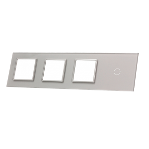 Szklany panel dotykowy poczwórny srebrny -1-sekcyjny + 3 gniazda - 701GGG-64 - LIVOLO