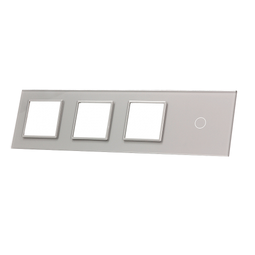 Szklany panel dotykowy poczwórny srebrny -1-sekcyjny + 3 gniazda - 701GGG-64 - LIVOLO