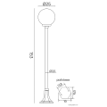 Lampa ogrodowa stojąca 1x E27 153cm - KULE CLASSIC K 5002/1/KP 250 - rysunek techniczny