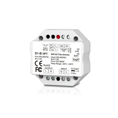 Odbiornik LED triakowy (WiFi) - ściemniacz do żarówek 230VAC 100W - S1-B(WT)