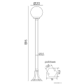 Lampa ogrodowa - KULE CLASSIC  K 5002 - rysunek techniczny