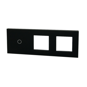 Szklany panel dotykowy potrójny czarny - 1-sekcyjny + 2 gniazda - TM701728728B - TOUCHME