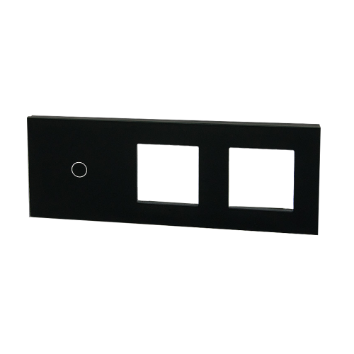 Szklany panel dotykowy potrójny czarny - 1-sekcyjny + 2 gniazda - TM701728728B - TOUCHME