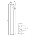 Lampa ogrodowa stojąca 1x E27 75cm - RADO 1 AL - rysunek techniczny