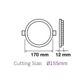 Oprawa sufitowa downlight LED 12W biała - VT-1207RD - Rysunek techniczny