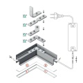 Profil aluminiowy LED FRAME14 anodowany z kloszem - schemat montażowy z opcjonalnymi akcesoriami