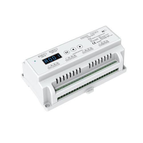 Odbiornik LED DMX512 - 24 kanałowy - 12-24V DC 24x5A - na szynę DIN - Dekoder DMX - D24