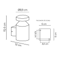 Lampa elewacyjna LED 6W 4000K - DELTA DL-K100 - rysunek techniczny