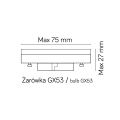 Lampa ogrodowa stojąca 1x GX53 50cm - FAN KWADRAT FKW-500 - rysunek techniczny