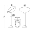Lampa ogrodowa stojąca 1x E27 74cm - TAO 3 - rysunek techniczny