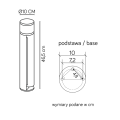 Lampa ogrodowa stojąca 1x G9 46cm - ELBORN EL3113 - rysunek techniczny