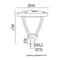 Głowica na słup LED 40W 3825lm - MARS LS LB 22A - rysunek techniczny