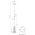 Lampa ogrodowa - parkowa stojąca 1x E27 - KULE Z KOSZYKIEM 250 OGMWN 1 KPO 250 OP - rysunek techniczny