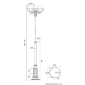 Lampa ogrodowa - parkowa stojąca 3x E27 - KULE Z KOSZYKIEM 250 OGMWN 3 KPO 250 - rysunek techniczny