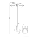 Lampa ogrodowa - parkowa stojąca 2x E27 - PRINCE MAX OGMW 2 O-BD - rysunek techniczny