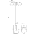 Lampa ogrodowa - parkowa stojąca 3x E27 - PRINCE MAX OGMW 3 O-BD - rysunek techniczny