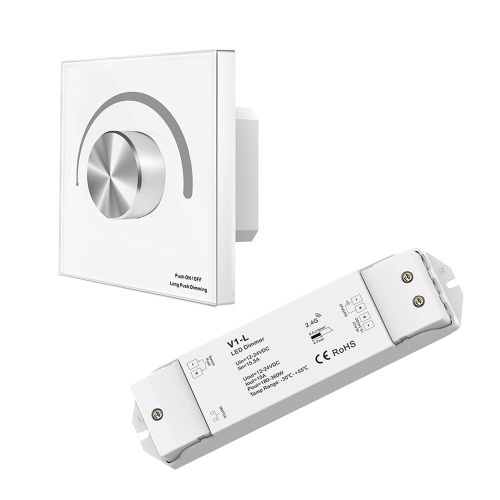 Ściemniacz LED Skydance - Mono - 1 strefowy - Panel naścienny 230V + odbiornik - biały zestaw