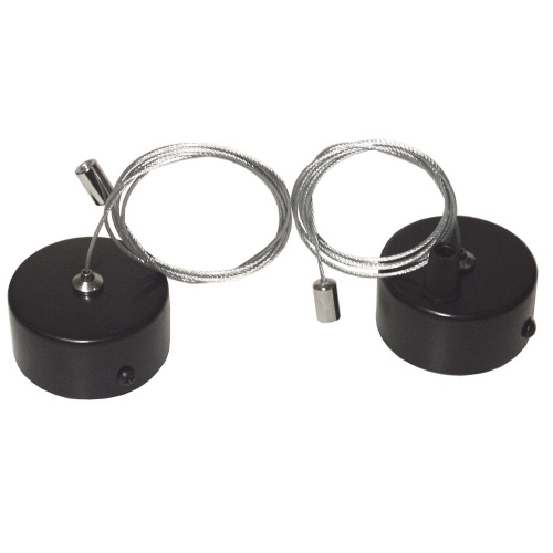 Podsufitki okrągłe z linkami 1000mm do opraw i lamp LED - czarne