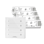 Ściemniacz LED Skydance - Mono - 4 strefowy - Szklany panel naścienny 230V + odbiornik - biały zestaw