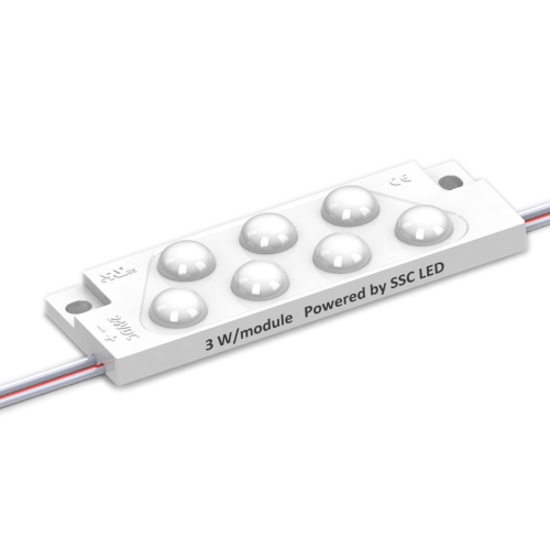 Moduł LED 7 diod Seoul Semiconductor - IP68 24V 3W - Biała Zimna - Soczewka