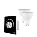 Żarówki LED ściemnialne 6.5W GU10 230V + panel S1-K(B) - 1 strefowy - czarny zestaw - panel naścienny S1-K(B) - zestaw z dwoma żarówkami VT-249D