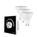 Żarówki LED ściemnialne 6.5W GU10 230V + panel S1-K(B) - 1 strefowy - czarny zestaw - panel naścienny S1-K(B) - zestaw z trzema żarówkami VT-249D
