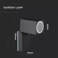 Lampa elewacyjna 1x GU10 - czarna - VT-7611 - wymiary