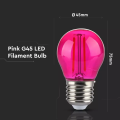 Żarówka LED dekoracyjna E27 G45 Filament 2W różowa 60lm 300° - VT-2132-P