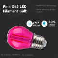 Żarówka LED dekoracyjna E27 G45 Filament 2W różowa 60lm 300° - VT-2132-P
