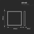 Panel sufitowy LED 60x60cm 40W 3200lm - 80lm/W (nawierzchniowo-wpustowy) - CCT - VT-6240 - wymiary