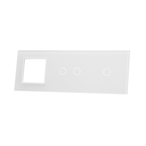 Szklany panel dotykowy potrójny biały - 3-sekcyjny + 1 gniazdo - 7012G-61 - LIVOLO