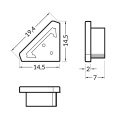 Zaślepka srebrna do profilu aluminiowego LED QUARTER10 - kpl. 2 szt. - wymiary