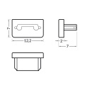 Zaślepka srebrna do profilu aluminiowego LED SLIM8 - kpl. 2 szt. - wymiary