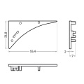 Zaślepka szara do profilu aluminiowego LED SMOOTH12- kpl. 2 szt. - wymiary