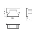 Zaślepka srebrna do profilu aluminiowego LED UNI12 GEN2 - kpl. 2 szt. - wymiary