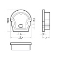 Zaślepka srebrna do profilu aluminiowego LED UNI12 D - kpl. 2 szt. - wymiary