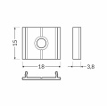 Uchwyt "X" surowy do profili aluminiowych LED - kpl. 2 szt. - wymiary