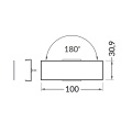 Łącznik prosty 180° do profilu aluminiowego LED VARIO30-07 - wymiary