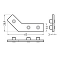 Łącznik kątowy "Q" 135° do profili aluminiowych LED - wymiary
