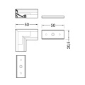 Łącznik kątowy 90° biały do profilu aluminiowego LED CORNER14 -  wymiary