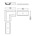 Łącznik kątowy 90° anodowany do profilu aluminiowego LED GROOVE14 - wymiary