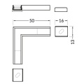 Łącznik kątowy 90° biały do profilu aluminiowego LED SLIM8 - wymiary