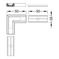Łącznik kątowy 90° anodowany do profilu aluminiowego LED SURFACE10 - wymiary